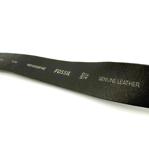 Fossil Vintage Black Leather Belt Silver Buckle - US 42 - Picture 4 of 9